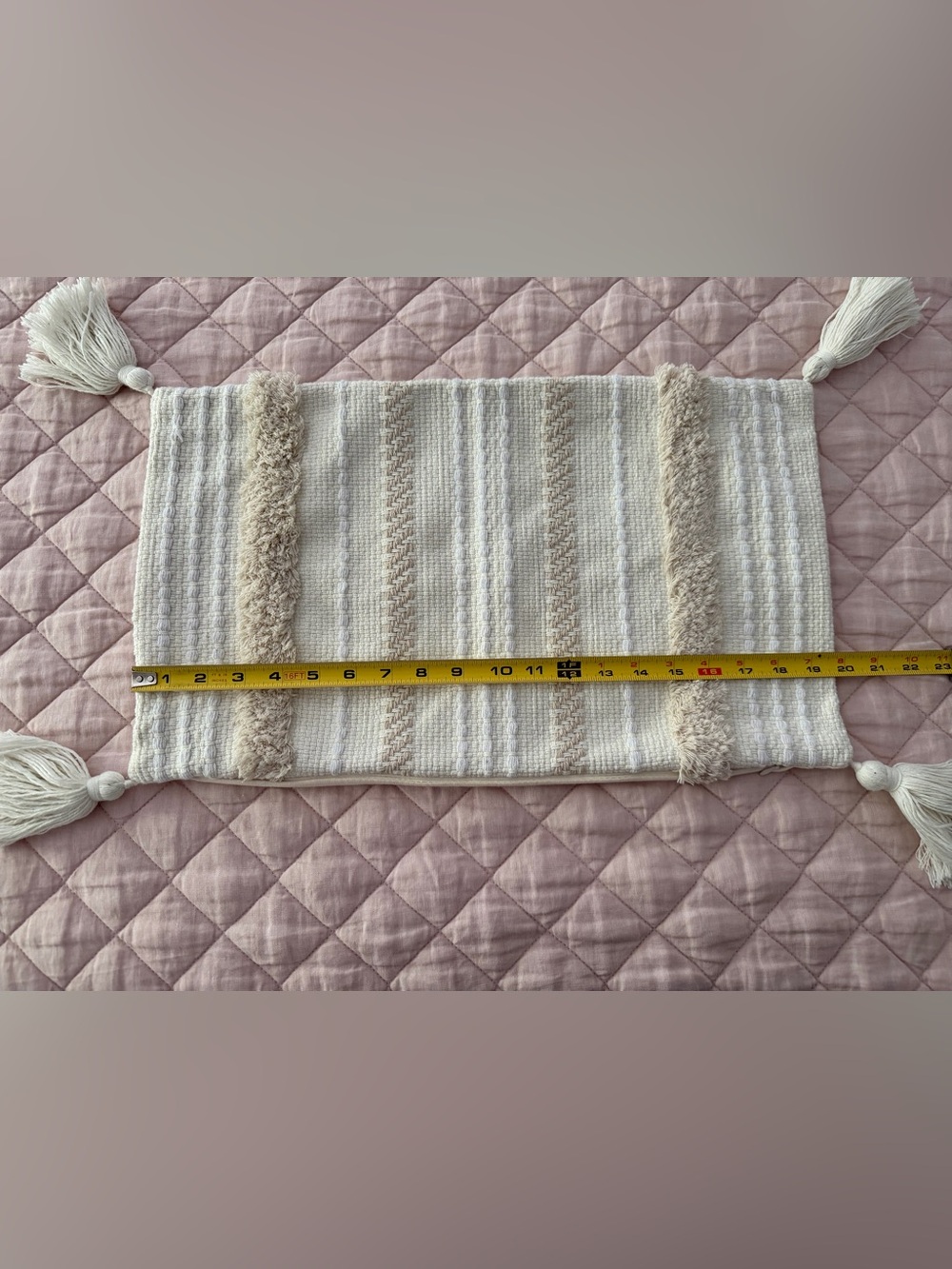 Neutral Beige & Cream Striped lumbar pillowcase